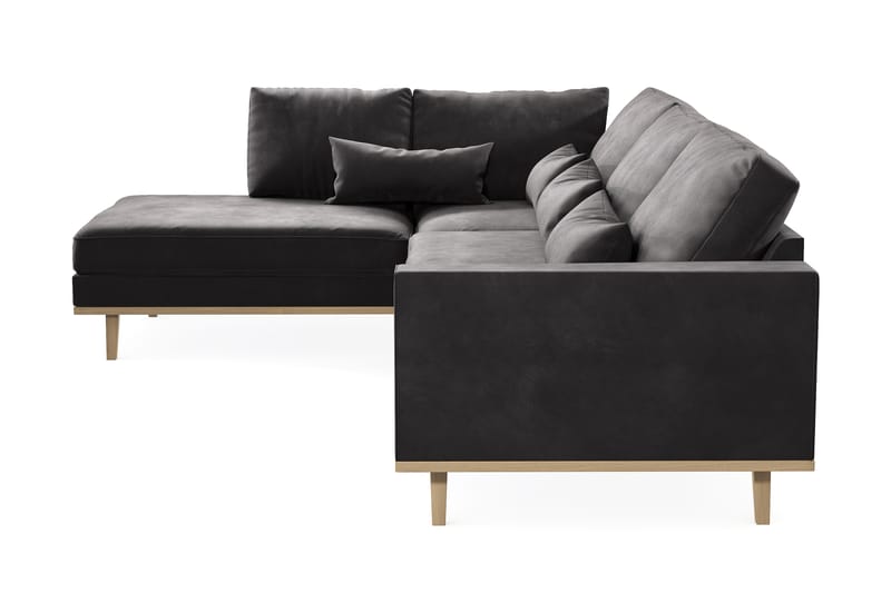 Copenhagen 4-sits Vänstervänd L-formad Divansoffa i Sammet - Mörkgrå - Möbler - Soffa - Divansoffa & schäslongsoffa - 4 sits soffa med divan