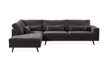 Copenhagen 4-sits Vänstervänd L-formad Divansoffa i Sammet - Mörkgrå - Möbler - Soffa - Divansoffa & schäslongsoffa - 4 sits soffa med divan