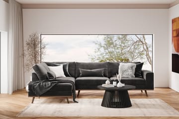 Copenhagen 4-sits Vänstervänd L-formad Divansoffa i Sammet - Mörkgrå - Möbler - Soffa - Divansoffa & schäslongsoffa - 4 sits soffa med divan