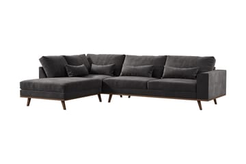 Copenhagen 4-sits Vänstervänd L-formad Divansoffa i Sammet - Mörkgrå - Möbler - Soffa - Divansoffa & schäslongsoffa - 4 sits soffa med divan