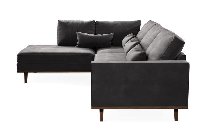 Copenhagen 4-sits Vänstervänd L-formad Divansoffa i Sammet - Mörkgrå - Möbler - Soffa - Divansoffa & schäslongsoffa - 4 sits soffa med divan