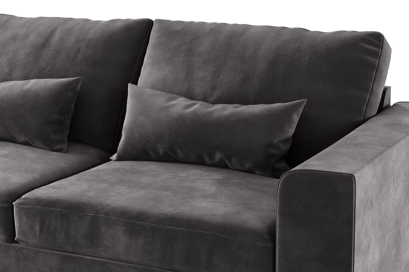 Copenhagen 4-sits Vänstervänd L-formad Divansoffa i Sammet - Mörkgrå - Möbler - Soffa - Divansoffa & schäslongsoffa - 4 sits soffa med divan