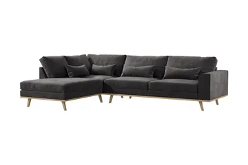 Copenhagen 4-sits Vänstervänd L-formad Divansoffa i Sammet - Mörkgrå - Möbler - Soffa - Divansoffa & schäslongsoffa - 4 sits soffa med divan