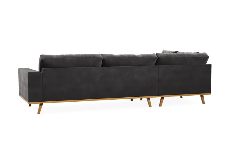 Copenhagen 4-sits Vänstervänd L-formad Divansoffa i Sammet - Mörkgrå - Möbler - Soffa - Divansoffa & schäslongsoffa - 4 sits soffa med divan