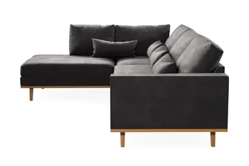 Copenhagen 4-sits Vänstervänd L-formad Divansoffa i Sammet - Mörkgrå - Möbler - Soffa - Divansoffa & schäslongsoffa - 4 sits soffa med divan