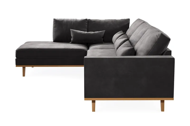 Copenhagen 4-sits Vänstervänd L-formad Divansoffa i Sammet - Mörkgrå - Möbler - Soffa - Divansoffa & schäslongsoffa - 4 sits soffa med divan