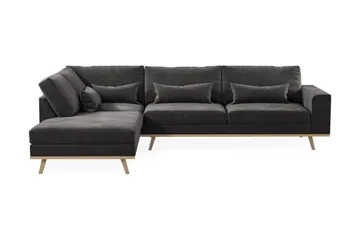 Copenhagen 4-sits Vänstervänd L-formad Divansoffa i Sammet - Mörkgrå - Möbler - Soffa - Divansoffa & schäslongsoffa - 4 sits soffa med divan