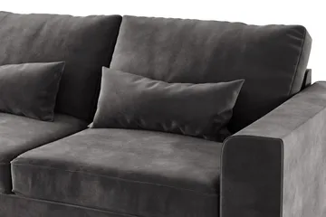 Copenhagen 4-sits Vänstervänd L-formad Divansoffa i Sammet - Mörkgrå - Möbler - Soffa - Divansoffa & schäslongsoffa - 4 sits soffa med divan