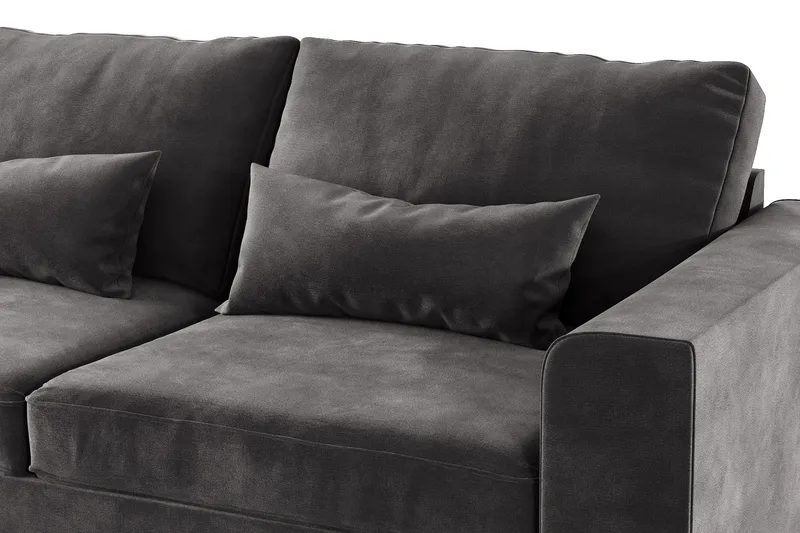 Copenhagen 4-sits Vänstervänd L-formad Divansoffa i Sammet - Mörkgrå - Möbler - Soffa - Divansoffa & schäslongsoffa - 4 sits soffa med divan