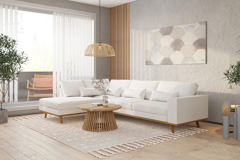 Copenhagen 4-sits Vänstervänd L-formad Divansoffa i Tyg - Vit - Möbler - Soffa - Divansoffa & schäslongsoffa - 4 sits soffa med divan