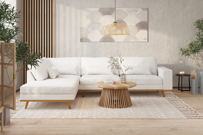 Copenhagen 4-sits Vänstervänd L-formad Divansoffa i Tyg - Vit - Möbler - Soffa - Divansoffa & schäslongsoffa - 4 sits soffa med divan