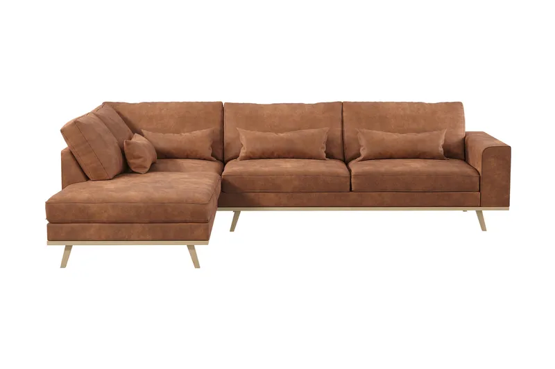 Copenhagen 4-sits Vänstervänd L-formad Schäslongsoffa i Konstläder - Brun - Möbler - Soffa - Divansoffa & schäslongsoffa - 4 sits soffa med divan