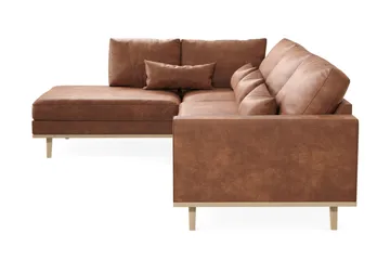 Copenhagen 4-sits Vänstervänd L-formad Schäslongsoffa i Konstläder - Brun - Möbler - Soffa - Divansoffa & schäslongsoffa - 4 sits soffa med divan