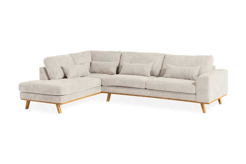 Copenhagen 4-sits Vänstervänd L-formad Schäslongsoffa i Manchester - Beige - Möbler - Soffa - Divansoffa & schäslongsoffa - 4 sits soffa med divan