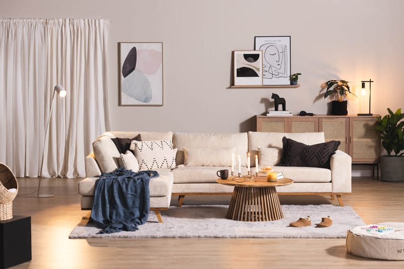 Copenhagen 4-sits Vänstervänd L-formad Schäslongsoffa i Manchester - Beige - Möbler - Soffa - Divansoffa & schäslongsoffa - 4 sits soffa med divan