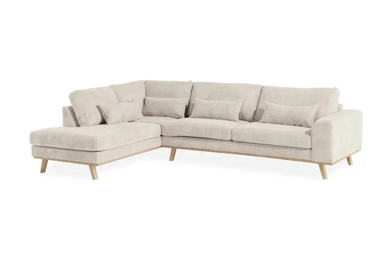 Copenhagen 4-sits Vänstervänd L-formad Schäslongsoffa i Manchester - Beige - Möbler - Soffa - Divansoffa & schäslongsoffa - 4 sits soffa med divan