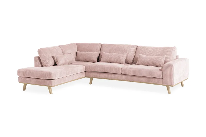 Copenhagen 4-sits Vänstervänd L-formad Schäslongsoffa i Manchester - Rosa - Möbler - Soffa - Divansoffa & schäslongsoffa - 4 sits soffa med divan