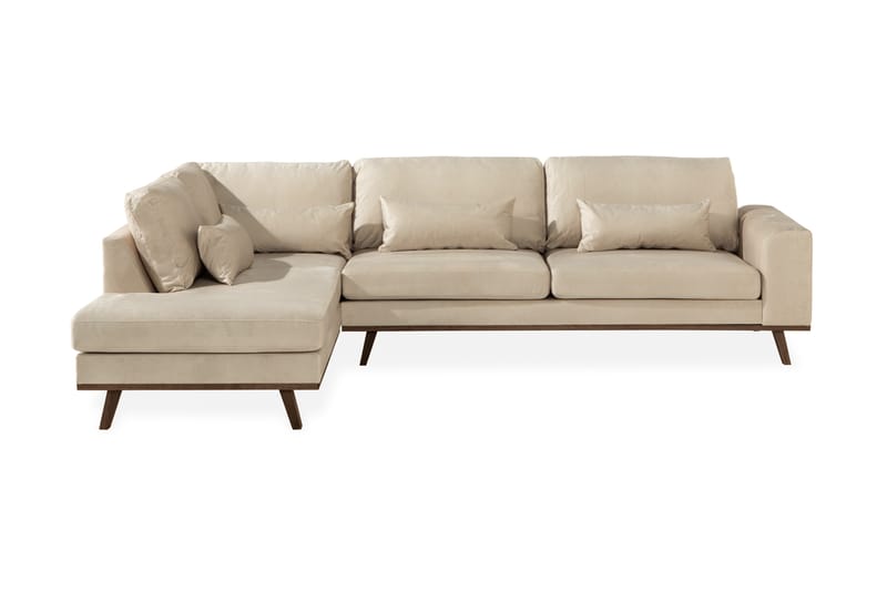 Copenhagen 4-sits Vänstervänd L-formad Schäslongsoffa i Sammet - Beige - Möbler - Soffa - Divansoffa & schäslongsoffa - 4 sits soffa med divan