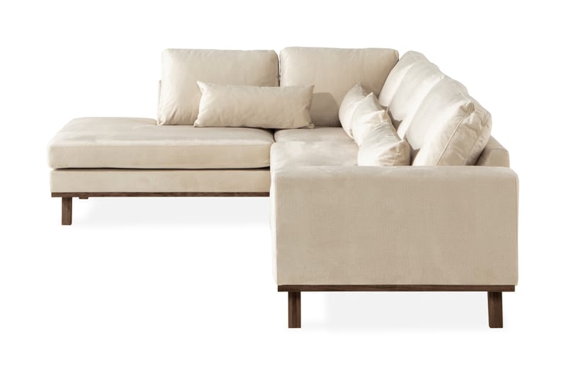 Copenhagen 4-sits Vänstervänd L-formad Schäslongsoffa i Sammet - Beige - Möbler - Soffa - Divansoffa & schäslongsoffa - 4 sits soffa med divan
