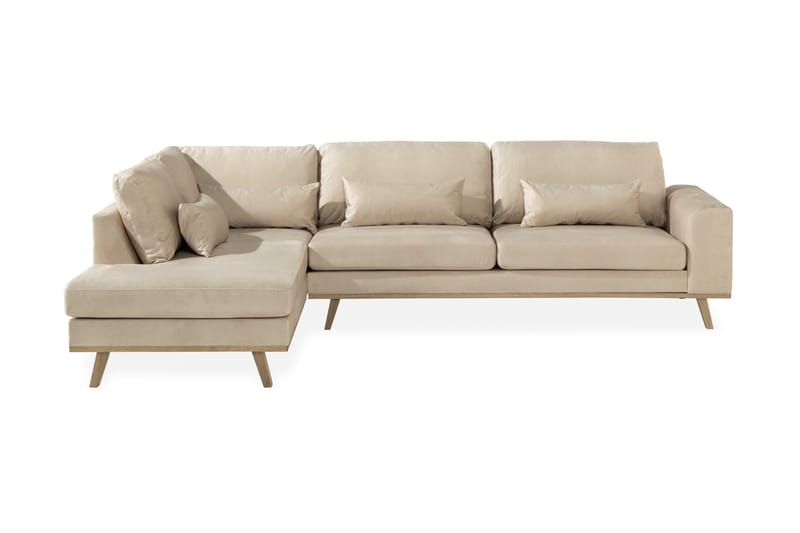 Copenhagen 4-sits Vänstervänd L-formad Schäslongsoffa i Sammet - Beige - Möbler - Soffa - Divansoffa & schäslongsoffa - 4 sits soffa med divan