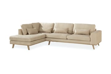 Copenhagen 4-sits Vänstervänd L-formad Schäslongsoffa i Sammet - Beige - Möbler - Soffa - Divansoffa & schäslongsoffa - 4 sits soffa med divan