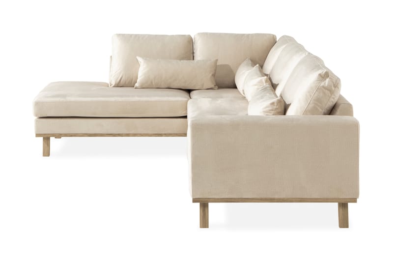 Copenhagen 4-sits Vänstervänd L-formad Schäslongsoffa i Sammet - Beige - Möbler - Soffa - Divansoffa & schäslongsoffa - 4 sits soffa med divan