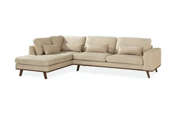 Copenhagen 4-sits Vänstervänd L-formad Schäslongsoffa i Sammet - Beige - Möbler - Soffa - Divansoffa & schäslongsoffa - 4 sits soffa med divan