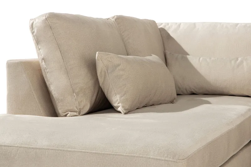 Copenhagen 4-sits Vänstervänd L-formad Schäslongsoffa i Sammet - Beige - Möbler - Soffa - Divansoffa & schäslongsoffa - 4 sits soffa med divan