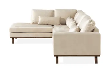 Copenhagen 4-sits Vänstervänd L-formad Schäslongsoffa i Sammet - Beige - Möbler - Soffa - Divansoffa & schäslongsoffa - 4 sits soffa med divan