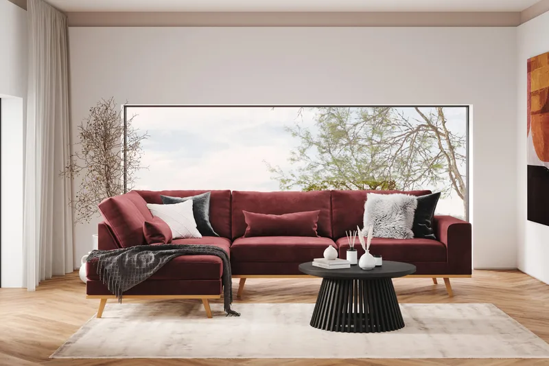 Copenhagen 4-sits Vänstervänd L-formad Schäslongsoffa i Sammet - Lila - Möbler - Soffa - Divansoffa & schäslongsoffa - 4 sits soffa med divan