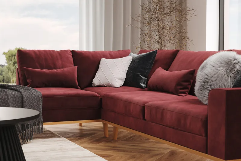 Copenhagen 4-sits Vänstervänd L-formad Schäslongsoffa i Sammet - Lila - Möbler - Soffa - Divansoffa & schäslongsoffa - 4 sits soffa med divan