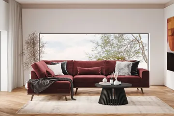 Copenhagen 4-sits Vänstervänd L-formad Schäslongsoffa i Sammet - Lila - Möbler - Soffa - Divansoffa & schäslongsoffa - 4 sits soffa med divan