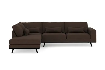 Copenhagen 4-sits Vänstervänd L-formad Schäslongsoffa i Tyg - Brun - Möbler - Soffa - Divansoffa & schäslongsoffa - 4 sits soffa med divan
