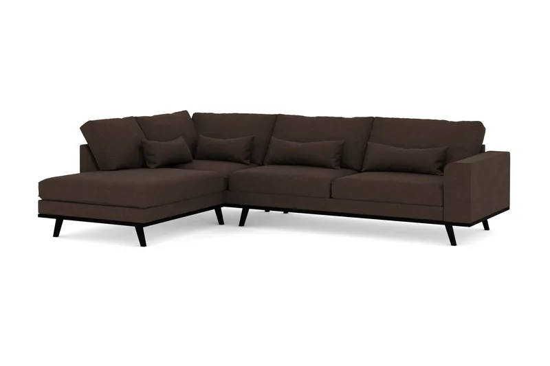 Copenhagen 4-sits Vänstervänd L-formad Schäslongsoffa i Tyg - Brun - Möbler - Soffa - Divansoffa & schäslongsoffa - 4 sits soffa med divan