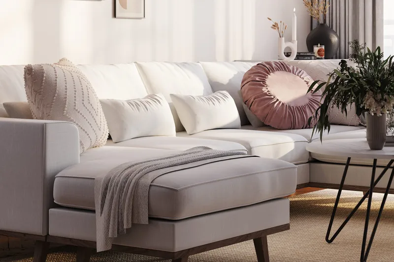 Copenhagen Compact 4-sits Högervänd U-formad Large Soffa med Divan och Schäslong i Tyg - Ljusgrå - Möbler - Soffa - Divansoffa & schäslongsoffa - 4 sits soffa med divan