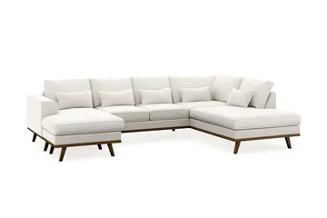 Copenhagen Compact 4-sits Högervänd U-formad Large Soffa med Divan och Schäslong i Tyg - Ljusgrå - Möbler - Soffa - Divansoffa & schäslongsoffa - 4 sits soffa med divan