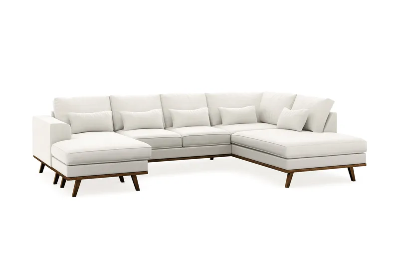Copenhagen Compact 4-sits Högervänd U-formad Large Soffa med Divan och Schäslong i Tyg - Ljusgrå - Möbler - Soffa - Divansoffa & schäslongsoffa - 4 sits soffa med divan