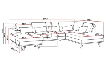 Copenhagen Compact 4-sits Högervänd U-formad Large Soffa med Divan och Schäslong i Tyg - Ljusgrå - Möbler - Soffa - Divansoffa & schäslongsoffa - 4 sits soffa med divan