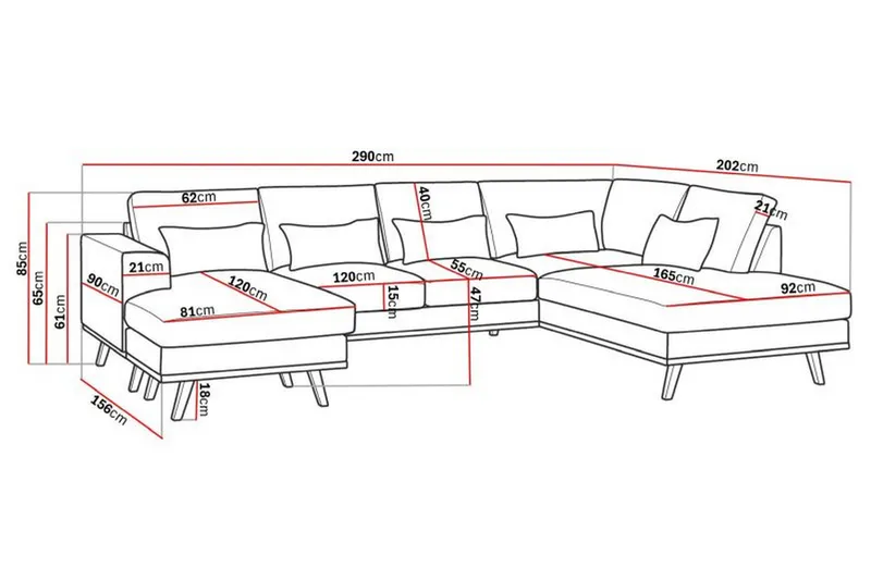 Copenhagen Compact 4-sits Högervänd U-formad Large Soffa med Divan och Schäslong i Tyg - Ljusgrå - Möbler - Soffa - Divansoffa & schäslongsoffa - 4 sits soffa med divan