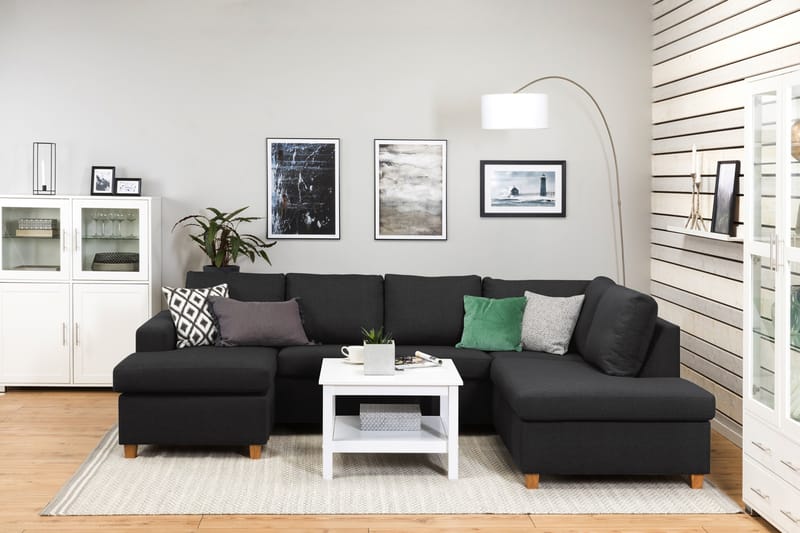 Crazy 4-sits Högervänd U-formad Large Soffa med Divan och Schäslong i Tyg - Antracit - Möbler - Soffa - Divansoffa & schäslongsoffa - 4 sits soffa med divan