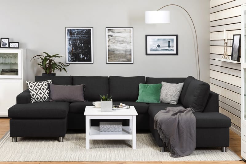 Crazy 4-sits Högervänd U-formad Large Soffa med Divan och Schäslong i Tyg - Antracit - Möbler - Soffa - Divansoffa & schäslongsoffa - 4 sits soffa med divan