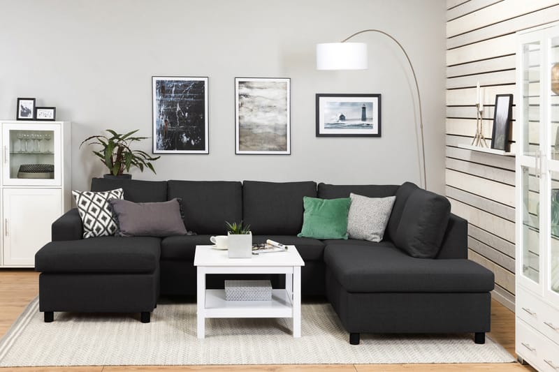 Crazy 4-sits Högervänd U-formad Large Soffa med Divan och Schäslong i Tyg - Antracit - Möbler - Soffa - Divansoffa & schäslongsoffa - 4 sits soffa med divan