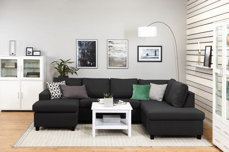 Crazy 4-sits Högervänd U-formad Large Soffa med Divan och Schäslong i Tyg - Antracit - Möbler - Soffa - Divansoffa & schäslongsoffa - 4 sits soffa med divan