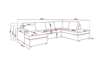 Crazy 4-sits Högervänd U-formad Large Soffa med Divan och Schäslong i Tyg - Antracit - Möbler - Soffa - Divansoffa & schäslongsoffa - 4 sits soffa med divan