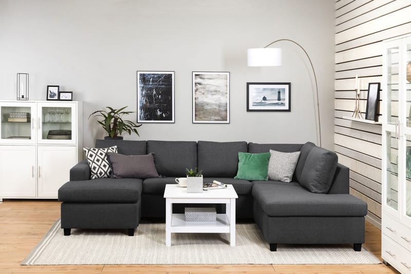 Crazy 4-sits Högervänd U-formad Large Soffa med Divan och Schäslong i Tyg - Mörkgrå - Möbler - Soffa - Divansoffa & schäslongsoffa - 4 sits soffa med divan