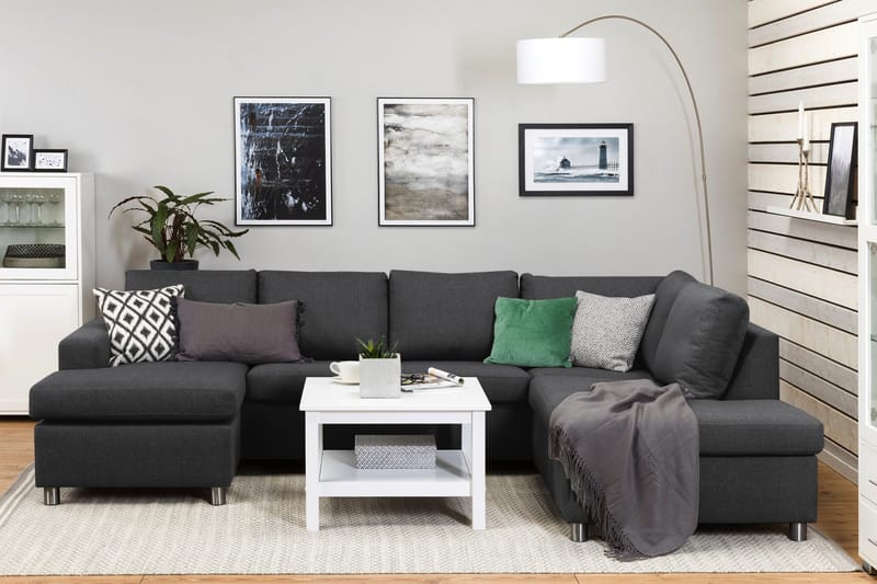 Crazy 4-sits Högervänd U-formad Large Soffa med Divan och Schäslong i Tyg - Mörkgrå - Möbler - Soffa - Divansoffa & schäslongsoffa - 4 sits soffa med divan