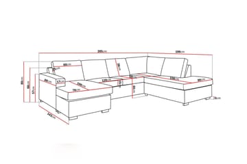 Crazy 4-sits Högervänd U-formad Large Soffa med Divan och Schäslong i Tyg - Mörkgrå - Möbler - Soffa - Divansoffa & schäslongsoffa - 4 sits soffa med divan