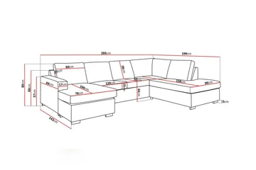Crazy 4-sits Högervänd U-formad Large Soffa med Divan och Schäslong i Tyg - Mörkgrå - Möbler - Soffa - Divansoffa & schäslongsoffa - 4 sits soffa med divan