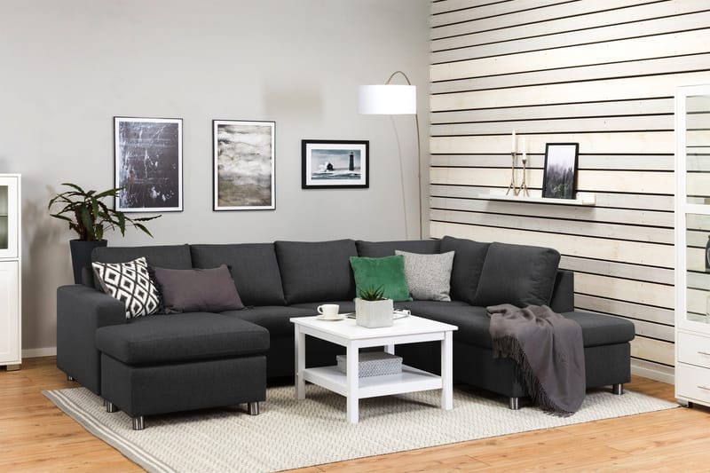 Crazy 4-sits Högervänd U-formad Large Soffa med Divan och Schäslong i Tyg - Mörkgrå - Möbler - Soffa - Divansoffa & schäslongsoffa - 4 sits soffa med divan