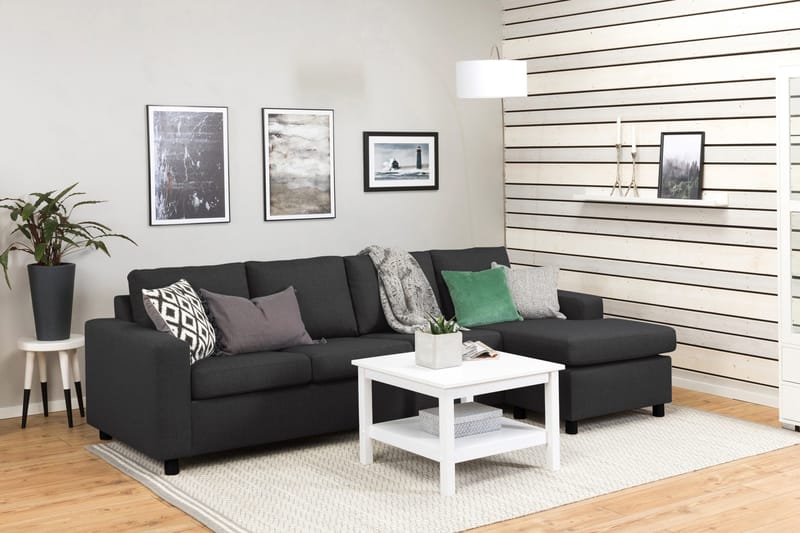 Crazy 4-sits Vändbar L-formad Divansoffa i Tyg - Antracit - Möbler - Soffa - Divansoffa & schäslongsoffa - 4 sits soffa med divan